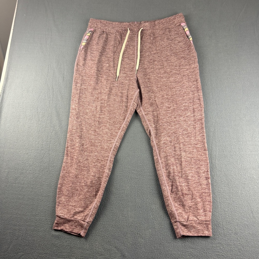 Wowie Pants Women's L Purple Monsoon Heathered Aztec Drawstring Tapered Gym Run